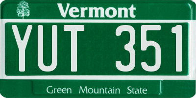 VT license plate YUT351