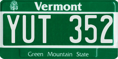 VT license plate YUT352
