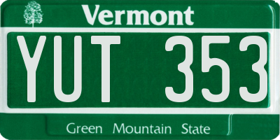 VT license plate YUT353