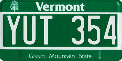 VT license plate YUT354