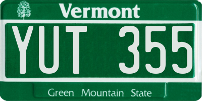 VT license plate YUT355