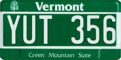 VT license plate YUT356