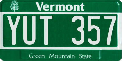 VT license plate YUT357