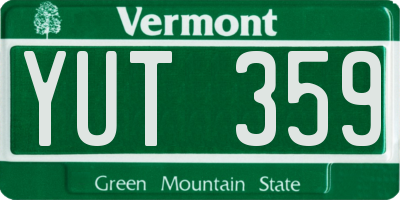 VT license plate YUT359