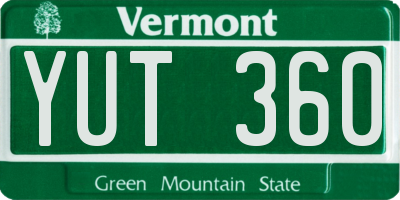 VT license plate YUT360