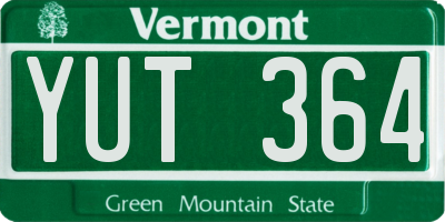 VT license plate YUT364