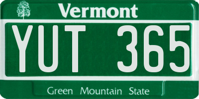 VT license plate YUT365