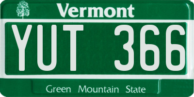 VT license plate YUT366