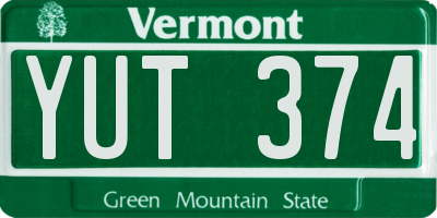 VT license plate YUT374