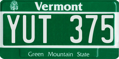 VT license plate YUT375