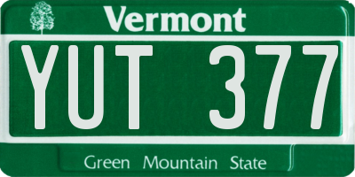 VT license plate YUT377
