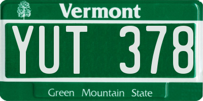 VT license plate YUT378