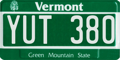 VT license plate YUT380
