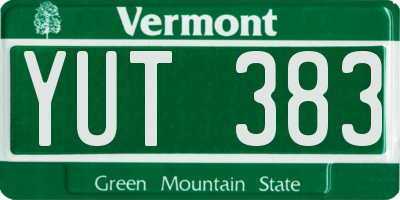 VT license plate YUT383