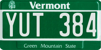 VT license plate YUT384