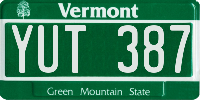 VT license plate YUT387