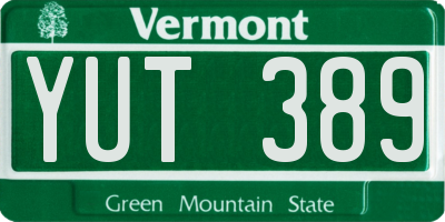 VT license plate YUT389