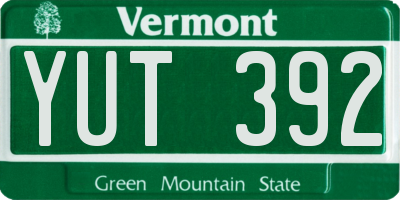 VT license plate YUT392