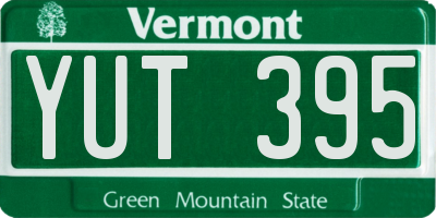 VT license plate YUT395