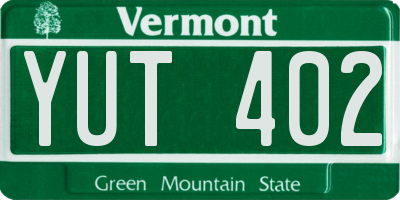 VT license plate YUT402