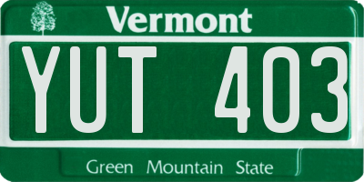 VT license plate YUT403