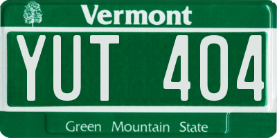 VT license plate YUT404