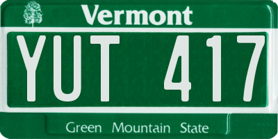 VT license plate YUT417