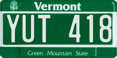VT license plate YUT418