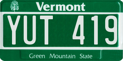 VT license plate YUT419