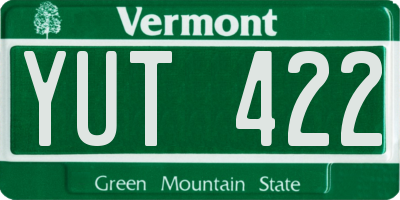 VT license plate YUT422