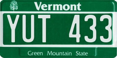 VT license plate YUT433