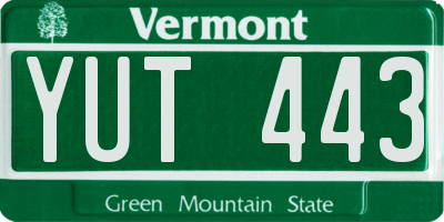 VT license plate YUT443