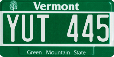 VT license plate YUT445