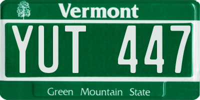 VT license plate YUT447