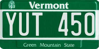 VT license plate YUT450