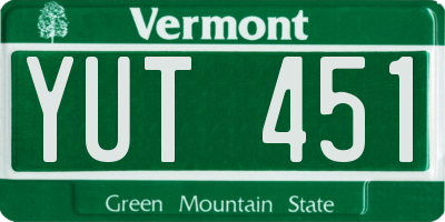 VT license plate YUT451