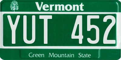VT license plate YUT452