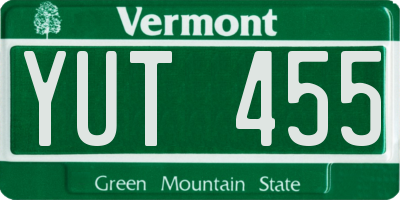 VT license plate YUT455