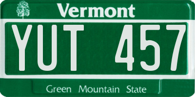 VT license plate YUT457