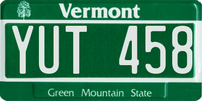 VT license plate YUT458