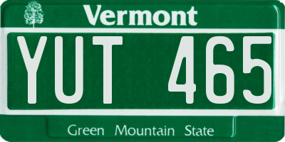 VT license plate YUT465