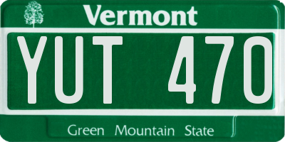 VT license plate YUT470