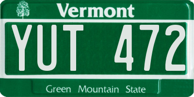 VT license plate YUT472