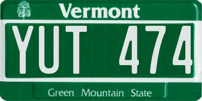 VT license plate YUT474