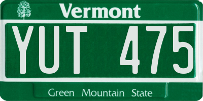 VT license plate YUT475