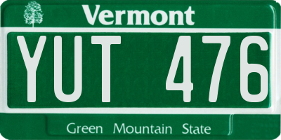 VT license plate YUT476
