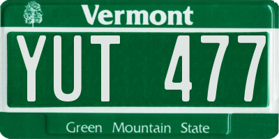 VT license plate YUT477