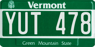 VT license plate YUT478