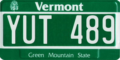 VT license plate YUT489