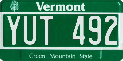 VT license plate YUT492